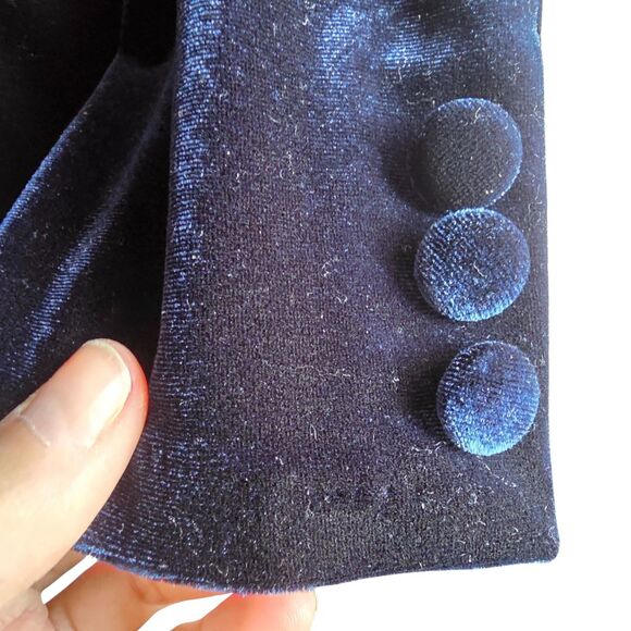 TAHARI Navy Blue Velvet Blazer Jacket | Single Button Formal Office Small (S) - Picture 11 of 13